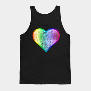 Distressed Rainbow Gingham Heart Tank Top